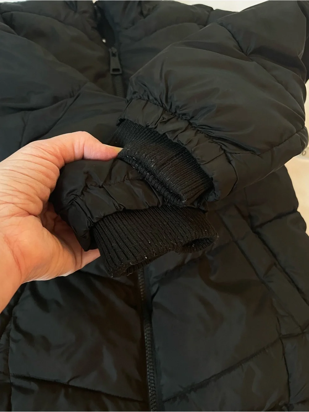 Justice Kids Black Puffer Jacket Warm Lining, Sleeve Decal, & Pockets Size 10(M)